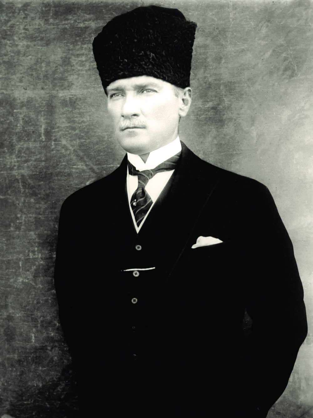 Portrait of Mustafa Kemal Atatürk, founder and first President of the Republic of Türkiye.